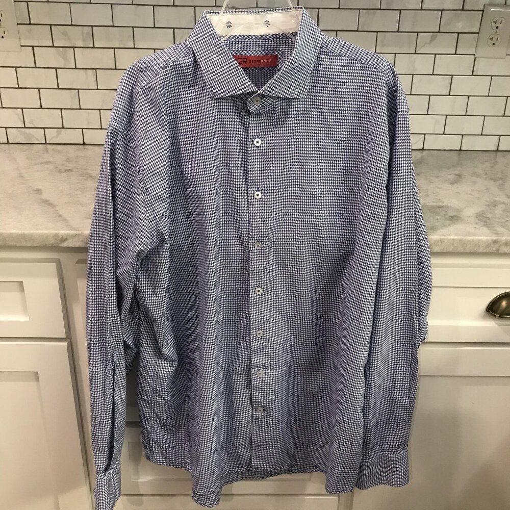 Georg Roth Shirt Mens 3XL Houndstooth‎ Button Down Pima Cotton Los Angeles